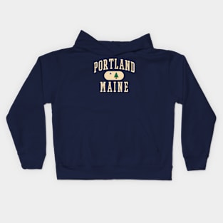 Portland Maine Vintage Varsity Badge Kids Hoodie